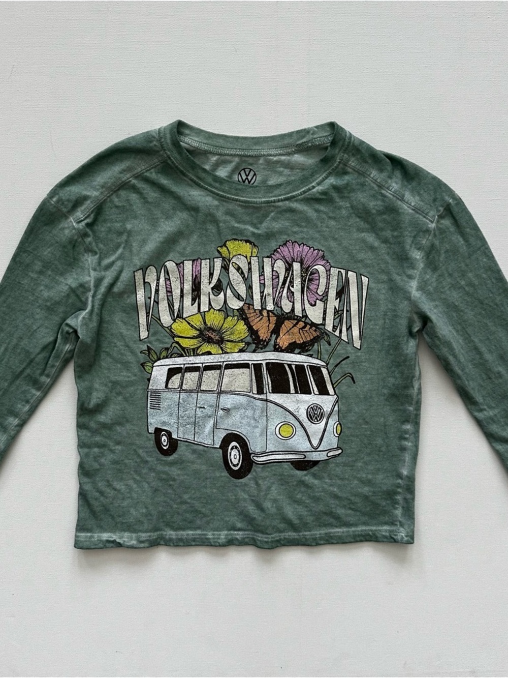 OshKosh Green 'Volkswagen' Graphic Kids Tee - VW Bus Floral Design Size 8 Girls